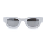 Small Thick Beveled Horn Rim Rectangle Plastic Mod Fashion Sunglasses