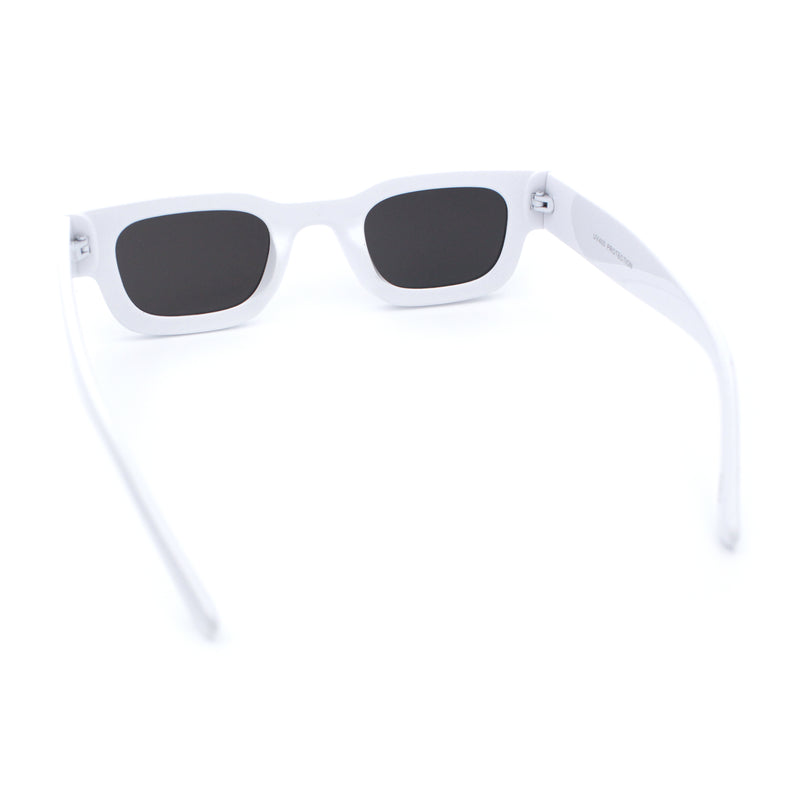 Small Thick Beveled Horn Rim Rectangle Plastic Mod Fashion Sunglasses