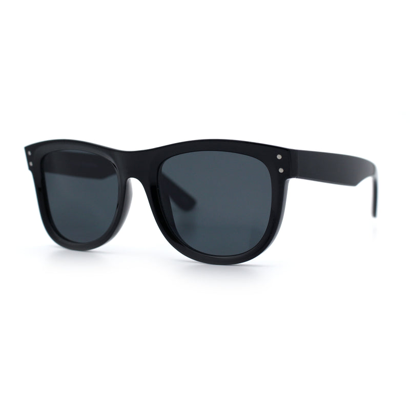 Curved Concave Face Oversized Horn Rim Plastic Retro Sunglasses