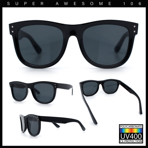 Curved Concave Face Oversized Horn Rim Plastic Retro Sunglasses
