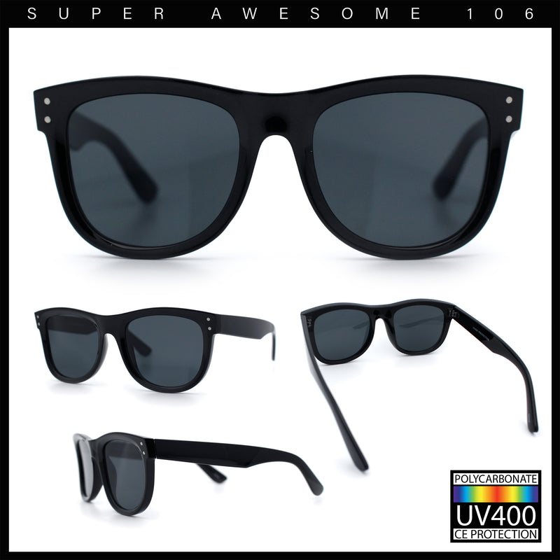 Curved Concave Face Oversized Horn Rim Plastic Retro Sunglasses