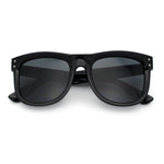 Curved Concave Face Oversized Horn Rim Plastic Retro Sunglasses