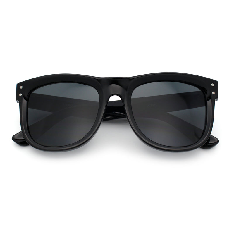 Curved Concave Face Oversized Horn Rim Plastic Retro Sunglasses