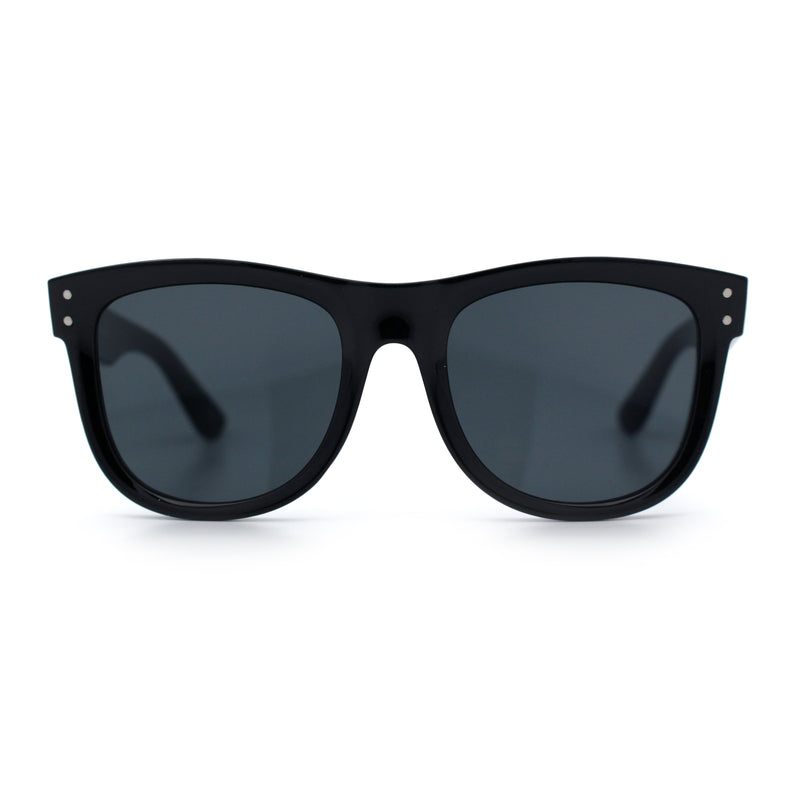 Curved Concave Face Oversized Horn Rim Plastic Retro Sunglasses