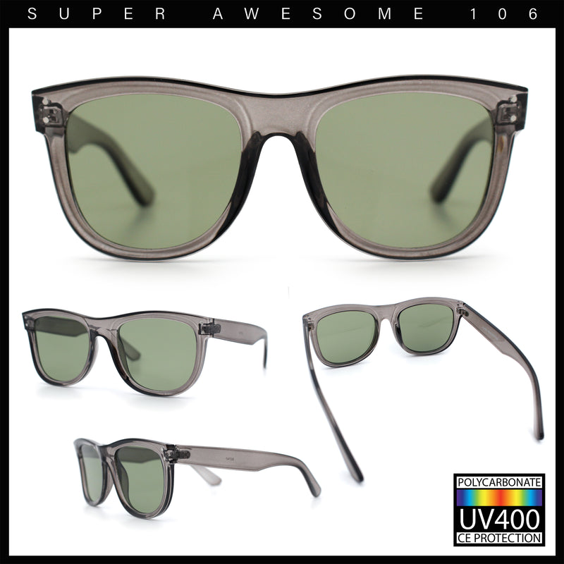 Curved Concave Face Oversized Horn Rim Plastic Retro Sunglasses