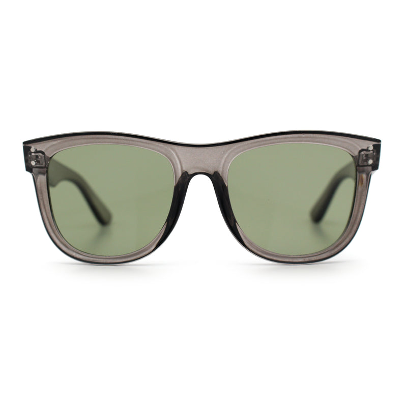 Curved Concave Face Oversized Horn Rim Plastic Retro Sunglasses