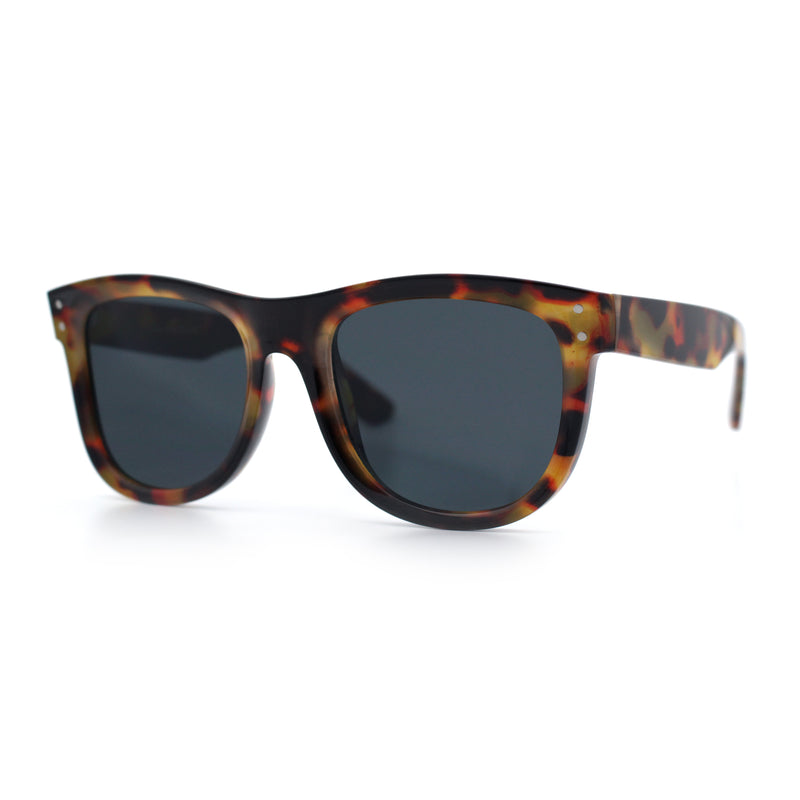Curved Concave Face Oversized Horn Rim Plastic Retro Sunglasses