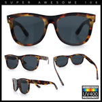 Curved Concave Face Oversized Horn Rim Plastic Retro Sunglasses