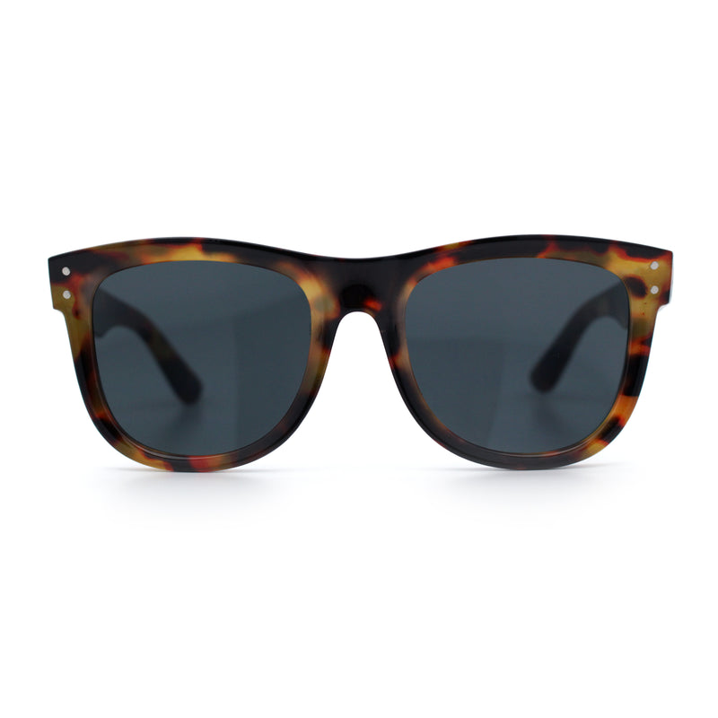 Curved Concave Face Oversized Horn Rim Plastic Retro Sunglasses