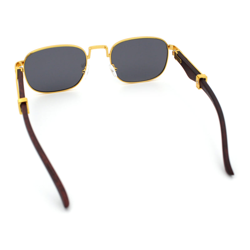 Mens Luxury Oversize Wood Buff Rectangle OG Gangster Sunglasses