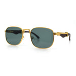 Mens Luxury Oversize Wood Buff Rectangle OG Gangster Sunglasses