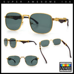 Mens Luxury Oversize Wood Buff Rectangle OG Gangster Sunglasses