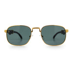 Mens Luxury Oversize Wood Buff Rectangle OG Gangster Sunglasses