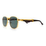 Mens Luxury Oversize Wood Buff Rectangle OG Gangster Sunglasses