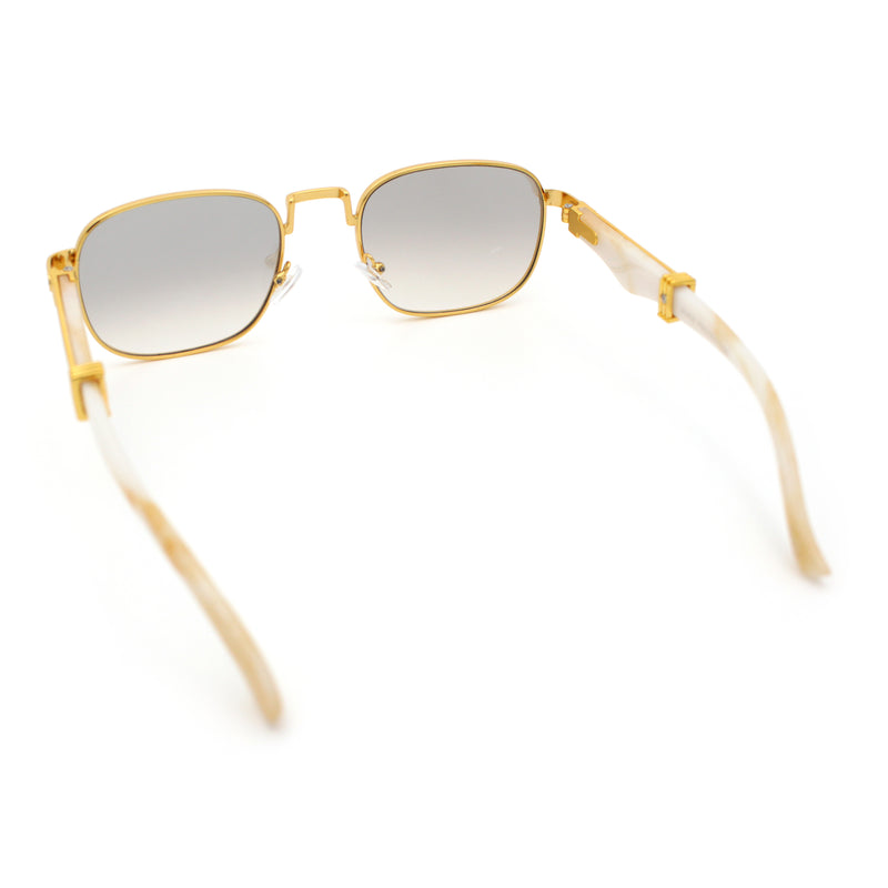 Mens Luxury Oversize Wood Buff Rectangle OG Gangster Sunglasses