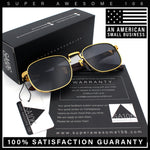 Mens Luxury Oversize Wood Buff Rectangle OG Gangster Sunglasses