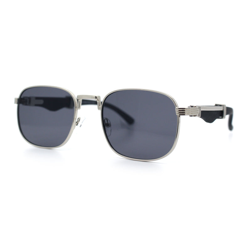 Mens Luxury Oversize Wood Buff Rectangle OG Gangster Sunglasses