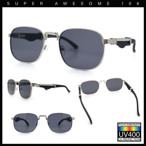 Mens Luxury Oversize Wood Buff Rectangle OG Gangster Sunglasses