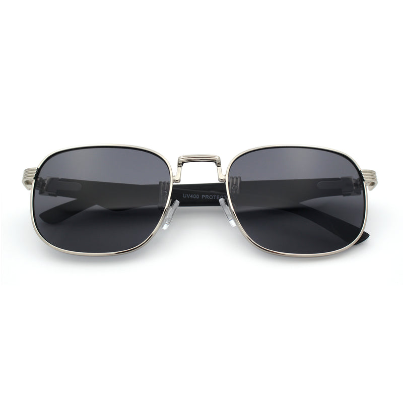 Mens Luxury Oversize Wood Buff Rectangle OG Gangster Sunglasses