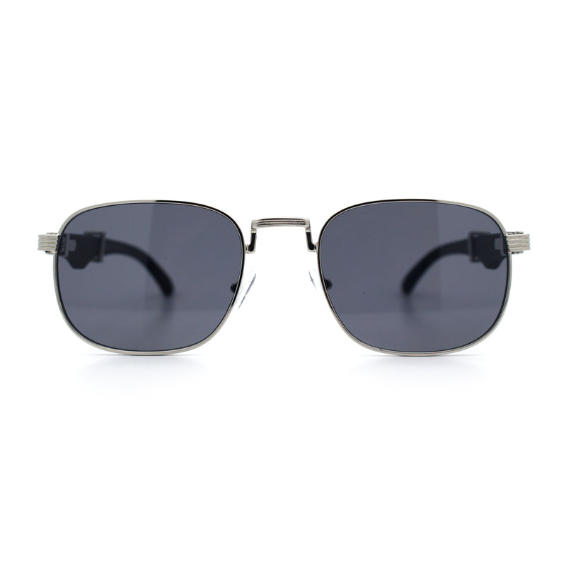 Mens Luxury Oversize Wood Buff Rectangle OG Gangster Sunglasses