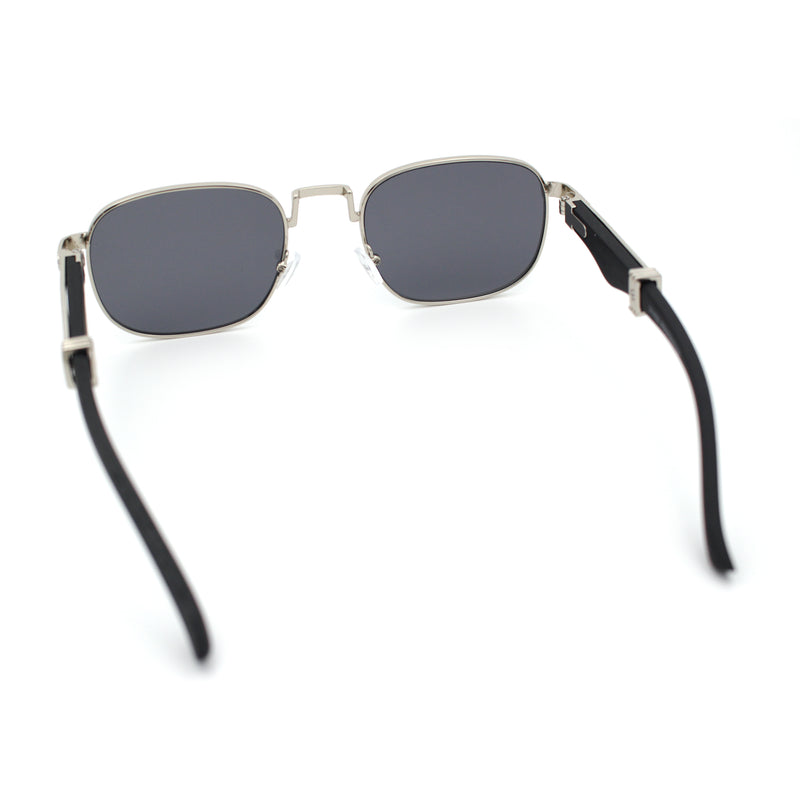 Mens Luxury Oversize Wood Buff Rectangle OG Gangster Sunglasses