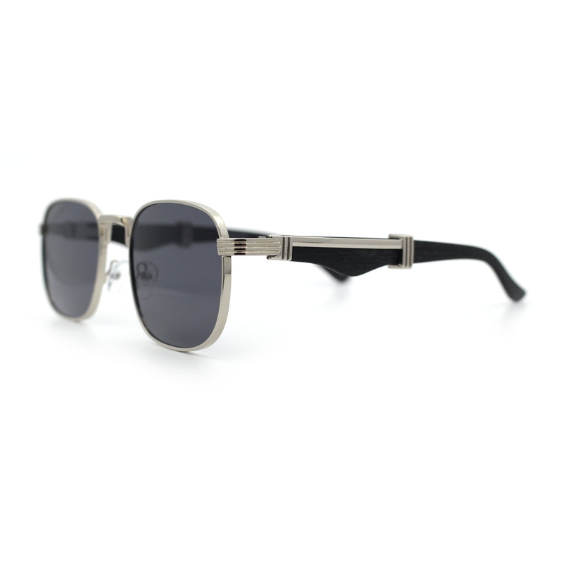 Mens Luxury Oversize Wood Buff Rectangle OG Gangster Sunglasses