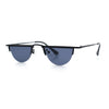 Funky Cropped Half Circle Flat Top Half Metal Rim Hippie Sunglasses
