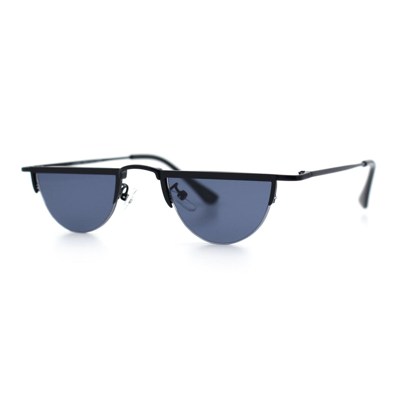 Funky Cropped Half Circle Flat Top Half Metal Rim Hippie Sunglasses