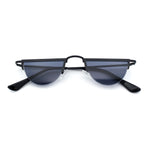 Funky Cropped Half Circle Flat Top Half Metal Rim Hippie Sunglasses