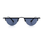 Funky Cropped Half Circle Flat Top Half Metal Rim Hippie Sunglasses