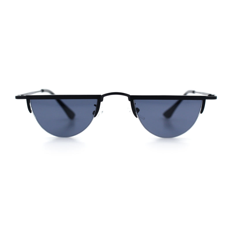 Funky Cropped Half Circle Flat Top Half Metal Rim Hippie Sunglasses