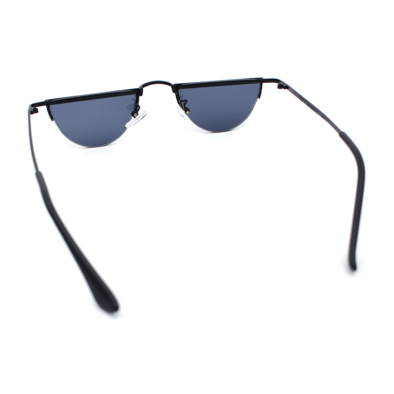 Funky Cropped Half Circle Flat Top Half Metal Rim Hippie Sunglasses