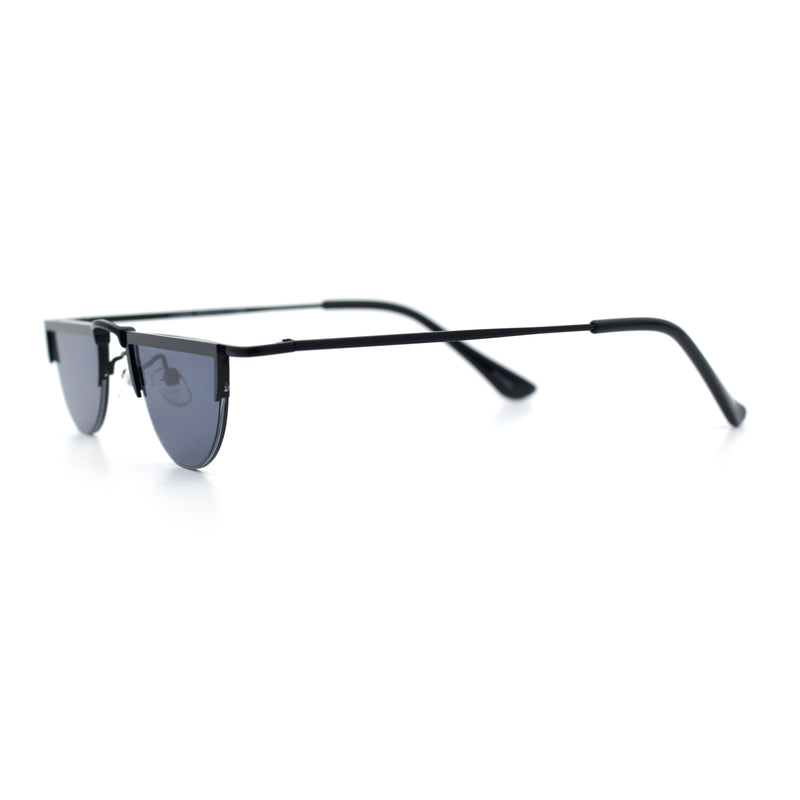 Funky Cropped Half Circle Flat Top Half Metal Rim Hippie Sunglasses