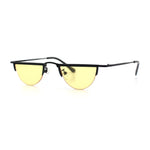 Funky Cropped Half Circle Flat Top Half Metal Rim Hippie Sunglasses