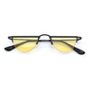 Funky Cropped Half Circle Flat Top Half Metal Rim Hippie Sunglasses