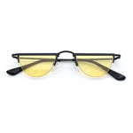 Funky Cropped Half Circle Flat Top Half Metal Rim Hippie Sunglasses