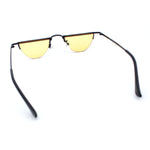 Funky Cropped Half Circle Flat Top Half Metal Rim Hippie Sunglasses