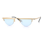 Funky Cropped Half Circle Flat Top Half Metal Rim Hippie Sunglasses