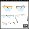 Funky Cropped Half Circle Flat Top Half Metal Rim Hippie Sunglasses