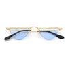 Funky Cropped Half Circle Flat Top Half Metal Rim Hippie Sunglasses