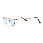 Funky Cropped Half Circle Flat Top Half Metal Rim Hippie Sunglasses
