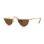 Funky Cropped Half Circle Flat Top Half Metal Rim Hippie Sunglasses