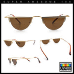 Funky Cropped Half Circle Flat Top Half Metal Rim Hippie Sunglasses