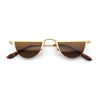 Funky Cropped Half Circle Flat Top Half Metal Rim Hippie Sunglasses