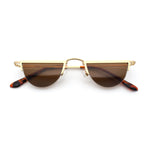 Funky Cropped Half Circle Flat Top Half Metal Rim Hippie Sunglasses