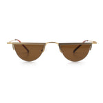 Funky Cropped Half Circle Flat Top Half Metal Rim Hippie Sunglasses
