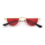 Funky Cropped Half Circle Flat Top Half Metal Rim Hippie Sunglasses