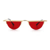 Funky Cropped Half Circle Flat Top Half Metal Rim Hippie Sunglasses