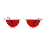 Funky Cropped Half Circle Flat Top Half Metal Rim Hippie Sunglasses
