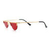 Funky Cropped Half Circle Flat Top Half Metal Rim Hippie Sunglasses